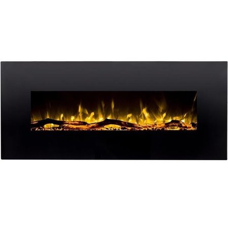 REGAL FLAME Regal Flame LW5060BK Denali 60 in. 3 Color Black Ventless Heater Electric Wall Mounted Fireplace - Log Pebble Crystal LW5060BK